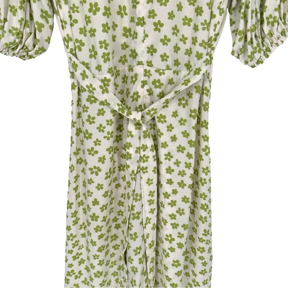 Faithfull the Brand NWT 4 Rubinetti Gita Green Floral Puff Sleeve Midi Dress - Picture 6 of 13